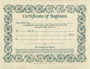 Certificate-Baptism w/Romans 6:3-4 (Parchment) (8-1/2" x 11") (Pack Of 6)