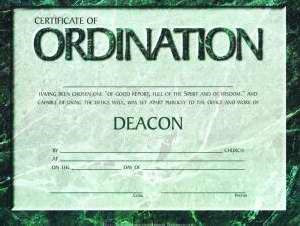 Certificate-Ordination-Deacon (Green Parchment) (8-1/2" x 11") (Pack of 6)