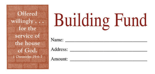 Offering Envelope-Building Fund (1 Chronicles 29:6-7) (No. 3 Size) (Pack Of 100)