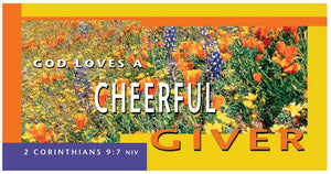 Offering Envelope-Cheerful Giver (4 Color) (2 Corinthians 9:7) (Bill-Size) (Pack Of 100)