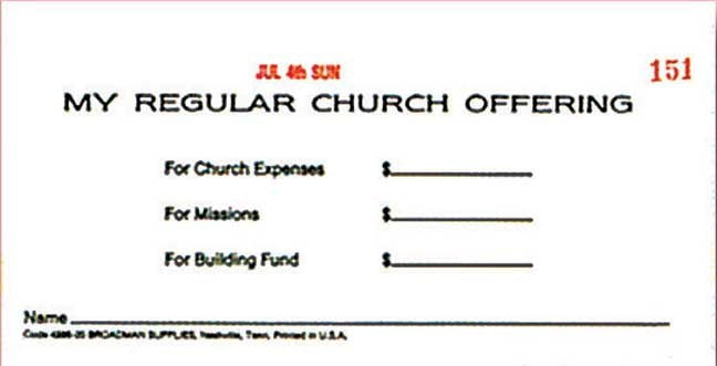 Offering Envelope-My Regular Church Offering 3 Fund Weekly w/o Six Point System (Bill-Size) (Pack Of 53)