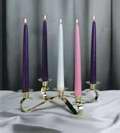 Candle-Advent Wreath Set-Everlasting Light w/10" Brass Ring-10" (3 Purple & 1 Pink & 1 White) (#433)