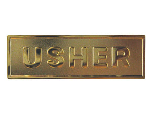 Badge-Usher-Magnetic-Gold Metal (5/8 x 2-1/8)