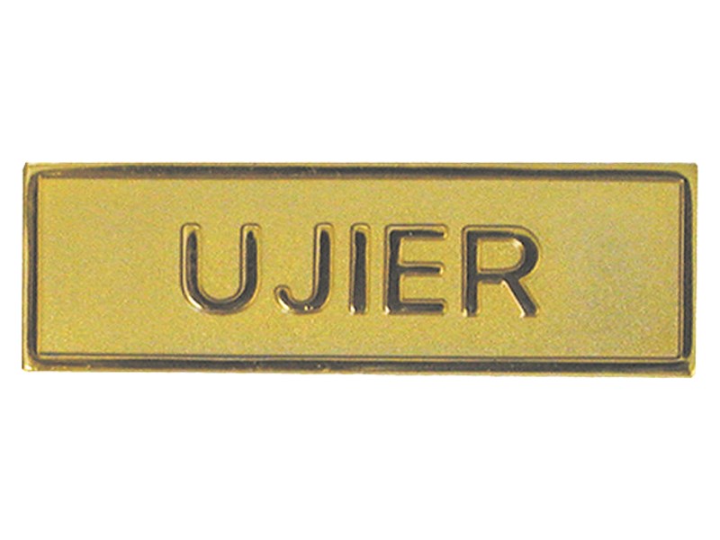 Spanish-Badge-Usher-Pin Back-Rectangle-Goldtone
