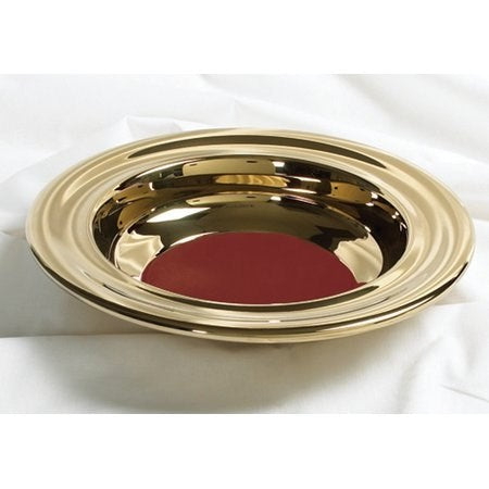 Offering Plate-Brasstone-Stainless Steel w/Red Felt-12