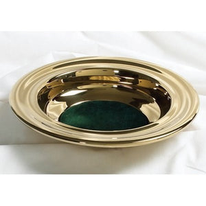 Offering Plate-Brasstone-Stainless Steel w/Green Felt-12"