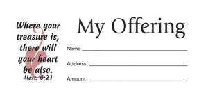Offering Envelope-My Offering (Matthew 6:21) (Bill-Size)  (Pack Of 100)