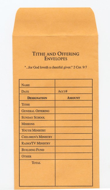 Offering Envelope-Tithe & Offering (Bill-Size)-Goldenrod (Pack Of 100)