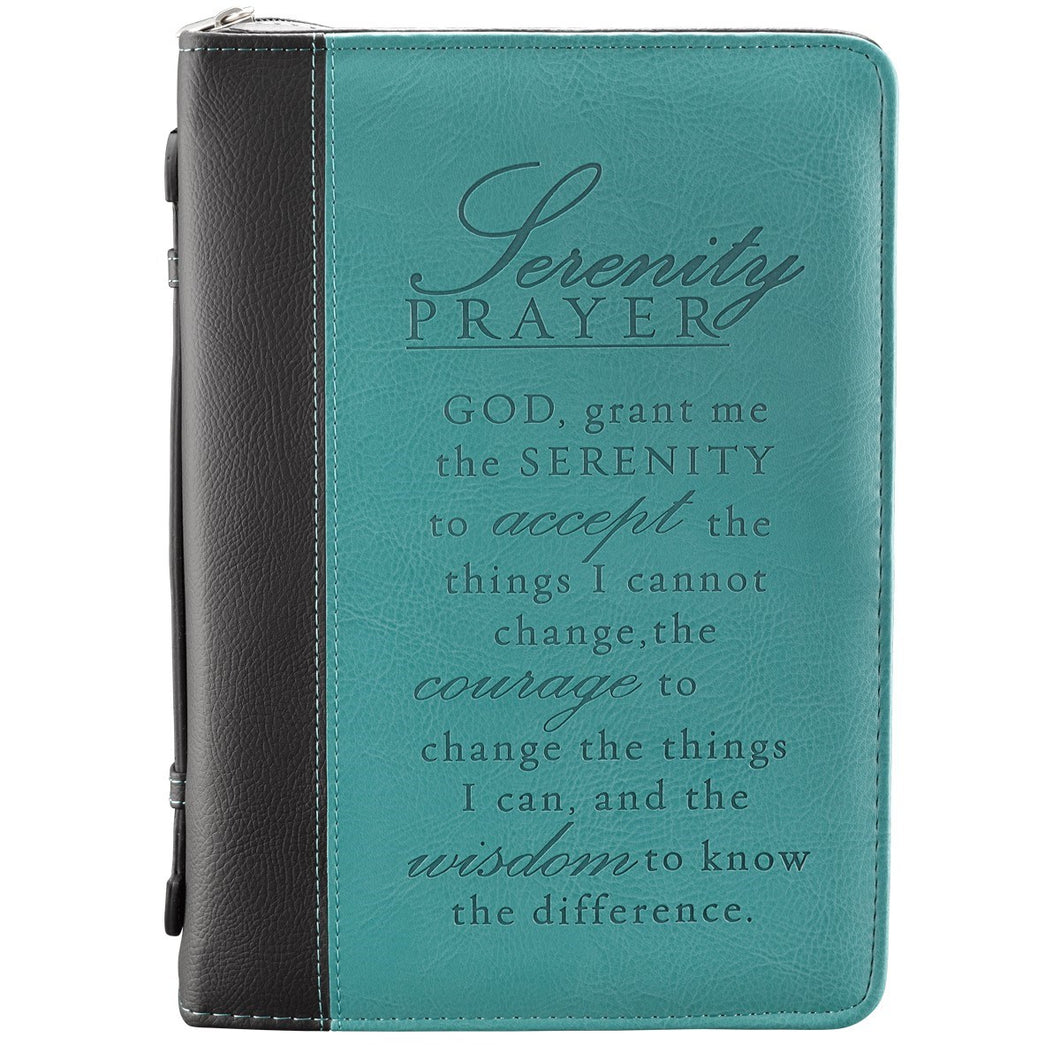 Bible Cover-Serenity-MED-Black/Aqua Two Tone Luxleather
