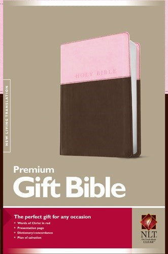 NLT Premium Gift Bible-Pink/Dark Brown TuTone