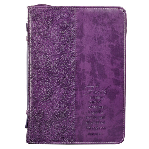 Bible Cover-Trendy Luxleather-Faith-MED-Purple