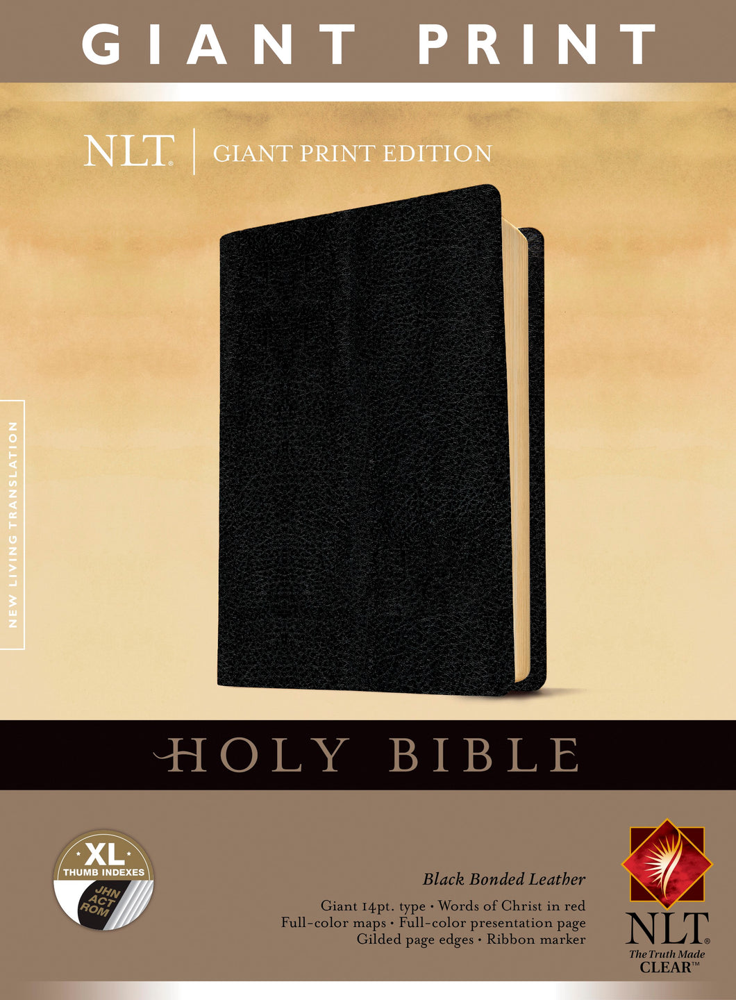 NLT Giant Print Bible-Black Bonded Leather Indexed