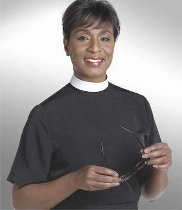 Clergy Shirt-Women-Short Sleeve Banded Collar-Size 18-Black