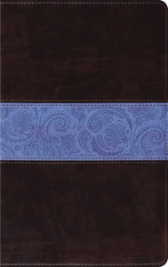 ESV Thinline Bible-Chocolate/Blue Paisley Band Design TruTone