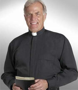 Clerical Shirt-Long Sleeve Tab Collar-17.5X34/35-Black