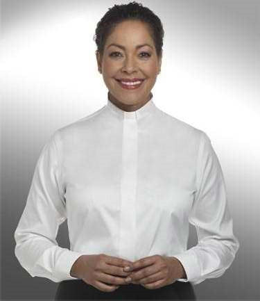 Clerical Shirt-Women-Long Sleeve Tab Collar-Size 18-White
