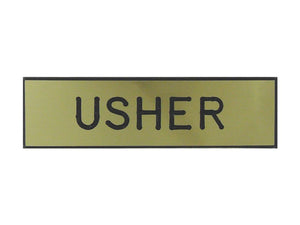 Badge-Usher-Pin w/Safety Catch-Gold-Formica