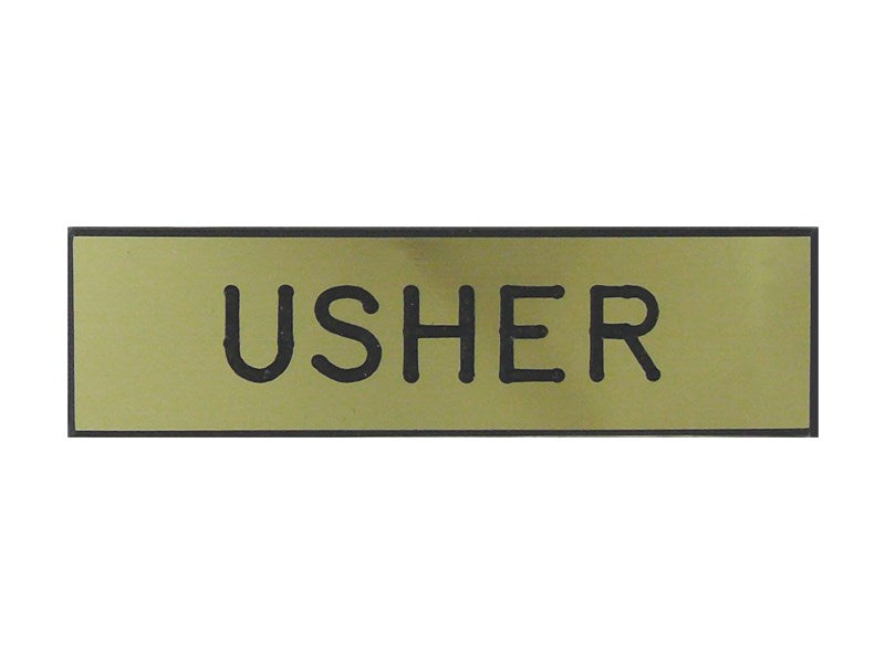 Badge-Usher-Pin w/Safety Catch-Gold-Formica