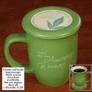 Mug-Grace Outpoured-Amazing Woman-Green/White Interior W/Coaster/Lid