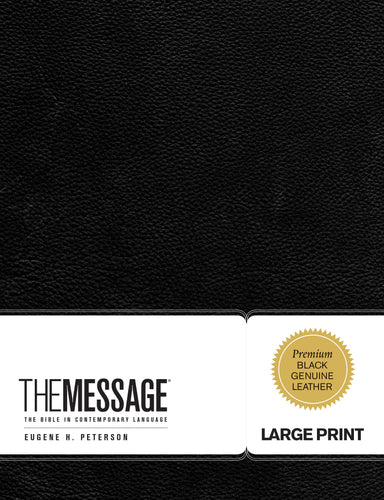 The Message/Large Print Bible (Numbered Edition)-Black Genuine Leather
