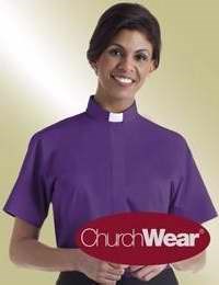 Clerical Shirt-Women-Short Sleeve Tab Collar-Size 18-Church Purple
