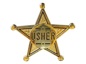 Badge-Usher-Pin Back (2" Gold Star)-Metal