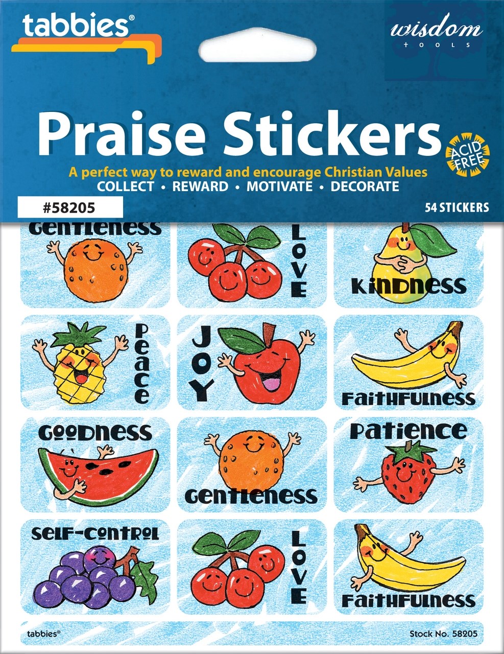 Praise Stickers-Fruit Of The Spirit w/Praise Chart (Pack of 54)