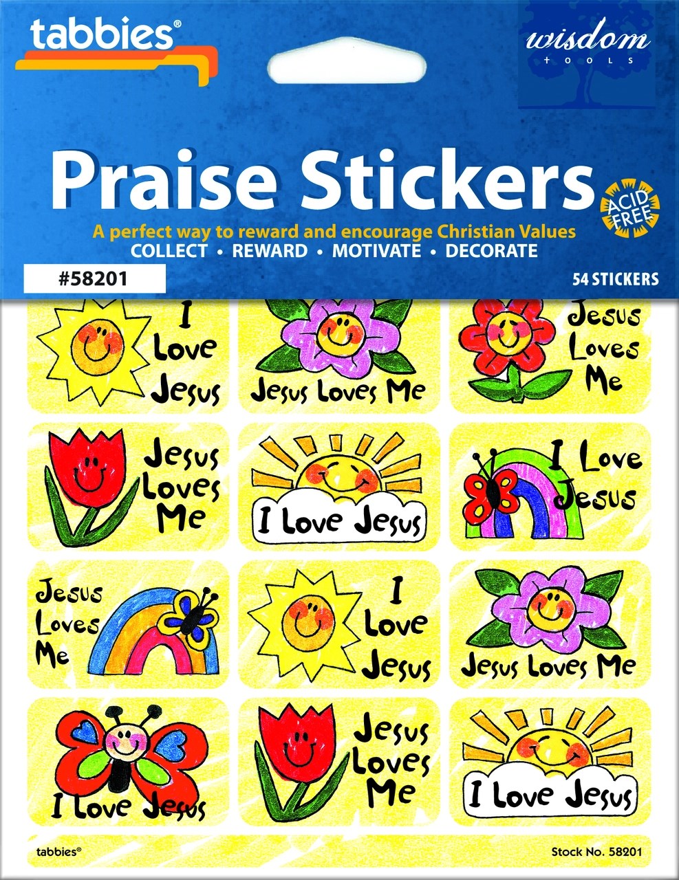 Praise Stickers-I Love Jesus w/Praise Chart (Pack Of 54)