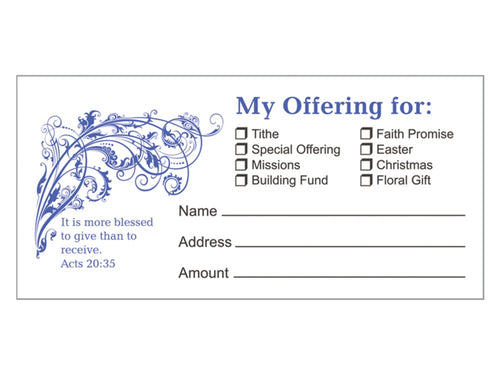 Offering Envelope-Blessed To Give (Acts 20:35) (Pack Of 100)