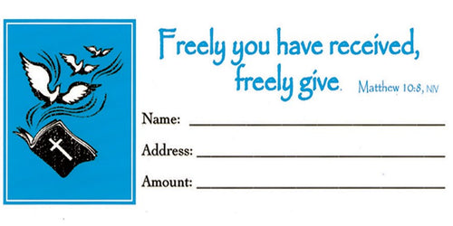 Offering Envelope-Freely Given (Matthew 10:8) (Bill-Size) (Pack Of 100)