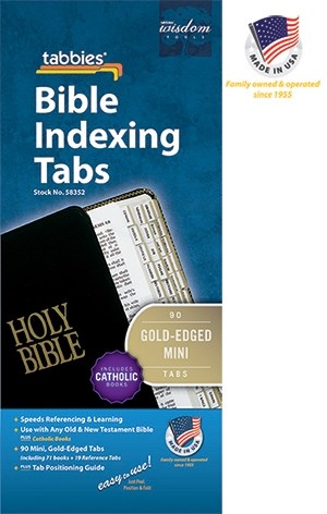 Bible Tab-Mini Tabs-Old & New Testament W/Catholic Books-Gold Edged