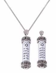 Necklace-Ten Commandments Scroll (Silver Plated)-18" Chain