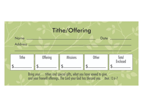 Offering Envelope-Tithe/Offering/Missions/Other (Deut 12:6-7) (Pack Of 100)