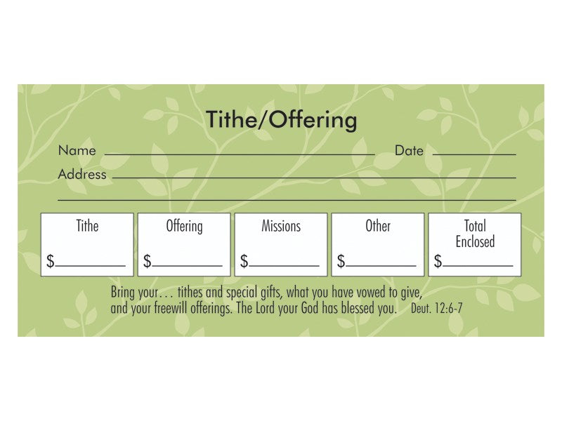 Offering Envelope-Tithe/Offering/Missions/Other (Deut 12:6-7) (Pack Of 100)