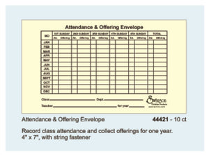 Offering Envelope-Attendance And Offering (4 X 7) (Pack Of 10)