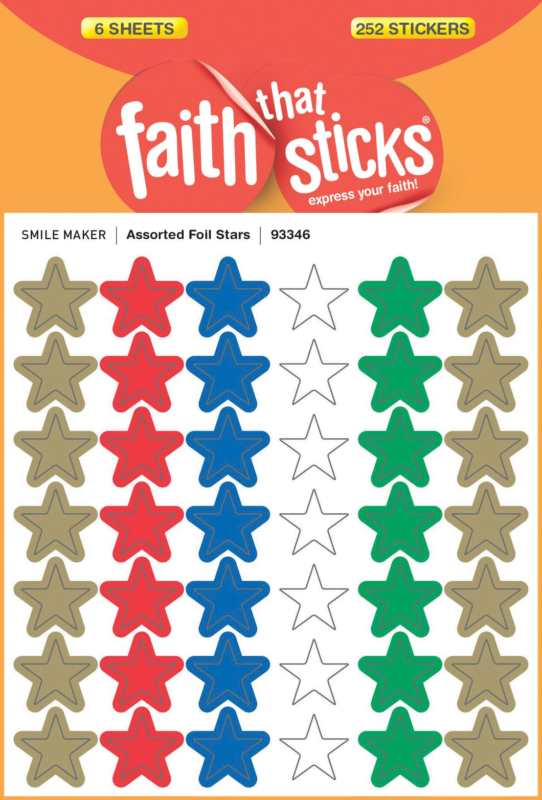 Sticker-Assorted Foil Stars (6 Sheets) (Faith That Sticks)