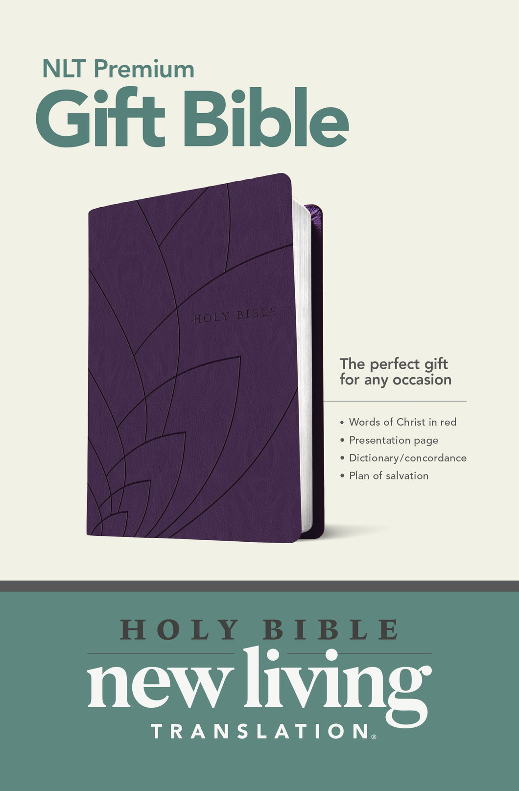 NLT Premium Gift Bible-Purple Petals LeatherLike