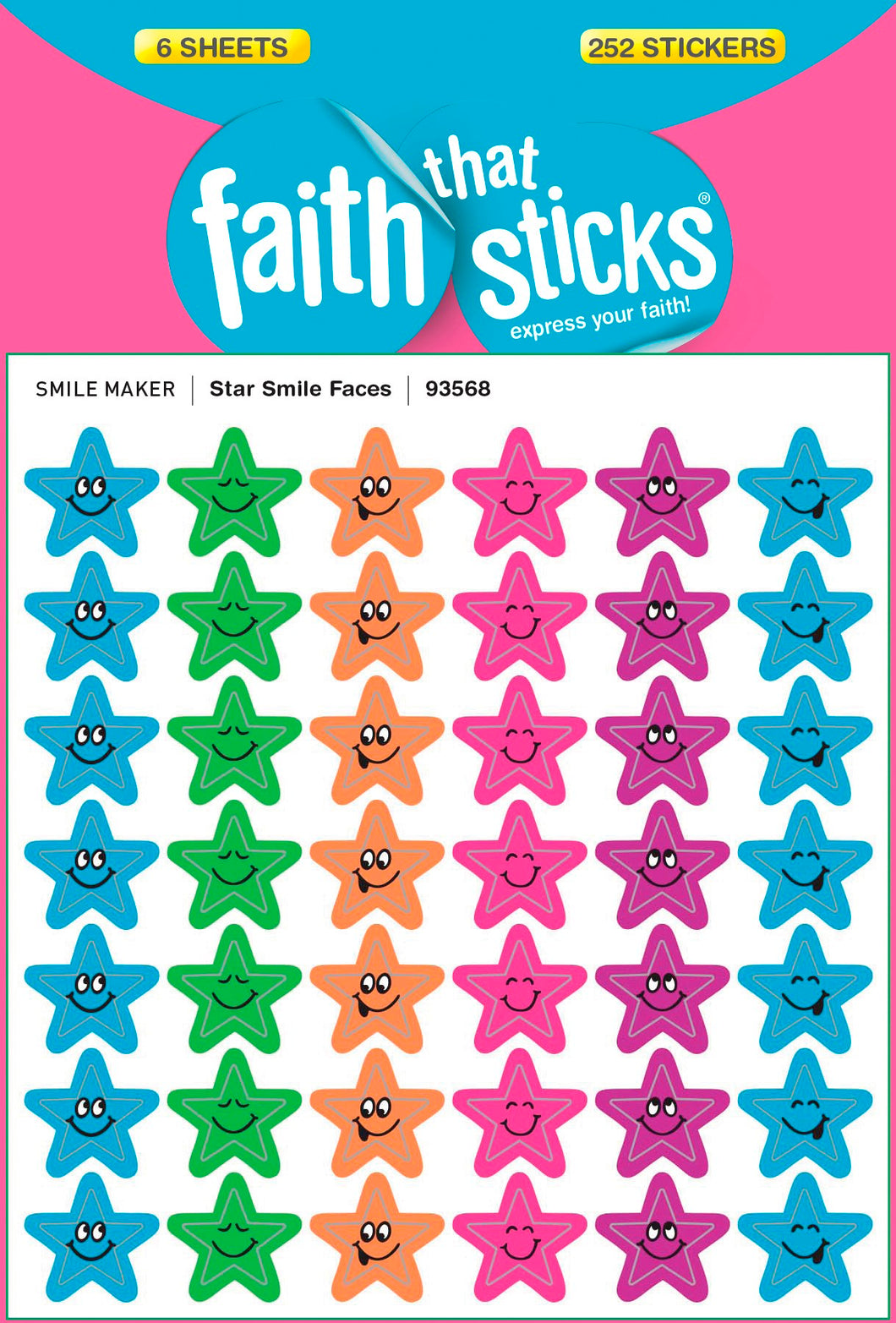 Sticker-Star Smile Faces (6 Sheets) (Faith That Sticks)