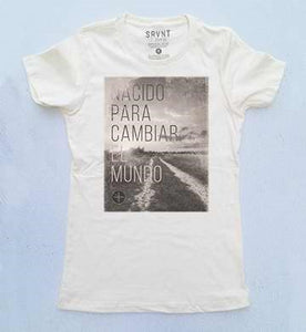 Spanish-Ts-Born To Change The World-Womens-Xl-Ivory/Brown