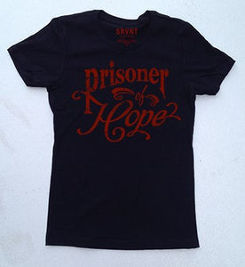Tee Shirt-Prisoner Of Hope Womens Boyfriend Tee-Xs-Black W/Red