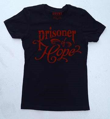 Tee Shirt-Prisoner Of Hope Womens Boyfriend Tee- Small-Black W/Red
