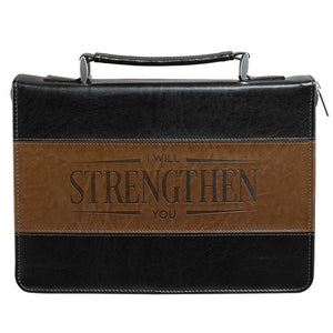 Bible Cover-Classic/Strength-Black/Brown-LRG