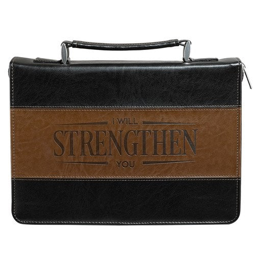 Bible Cover-Classic/Strength-Black/Brown-LRG