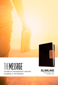 The Message Slimline Bible-Brown/Saddle Tan LeatherLook