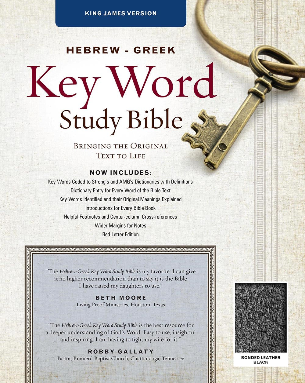 KJV Hebrew-Greek Key Word Study Bible-Black Bonded Leather Indexed