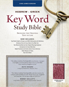 KJV Hebrew-Greek Key Word Study Bible-Burgundy Genuine Leather Indexed