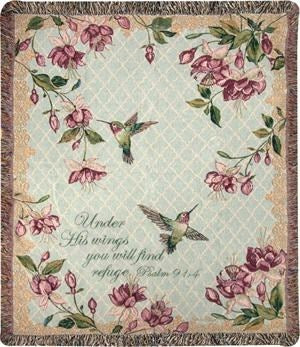 Throw-Rubys Among The Fuchsias/Under His Wings... -Tapestry (50