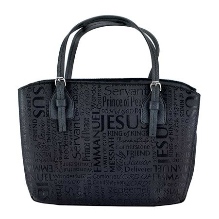Bible Cover-Wedge Shape-Names Of Jesus Jacquard-XLG-Black