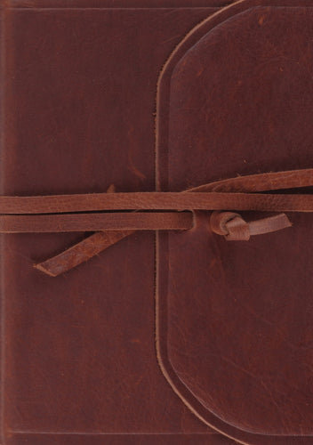 ESV Single Column Journaling Bible/Large Print-Brown Natural Leather w/Flap & Strap