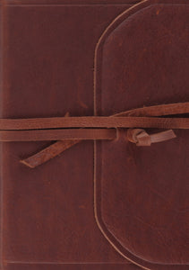 ESV Single Column Journaling Bible/Large Print-Brown Natural Leather w/Flap & Strap